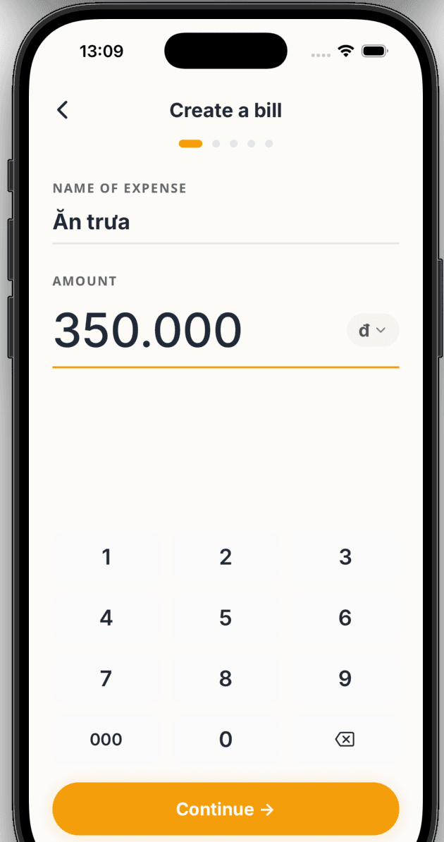 MeowPay step 1 — create an expense